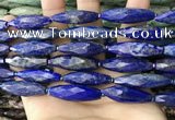 CRI151 15.5 inches 10*30mm faceted rice lapis lazuli beads