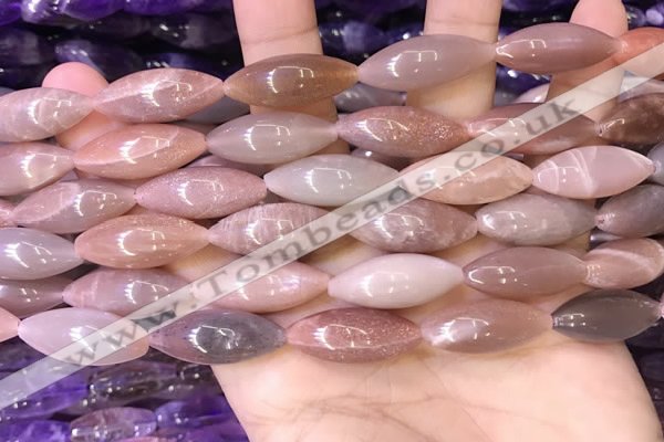 CRI304 15.5 inches 10*25mm rice moonstone beads wholesale