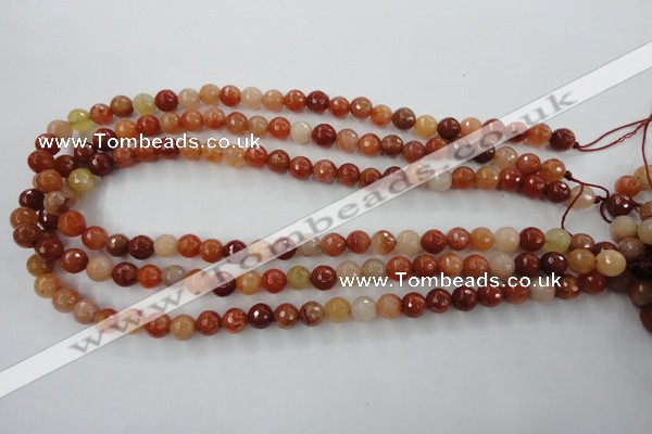 CRJ252 15.5 inches 8mm faceted round red jade gemstone beads