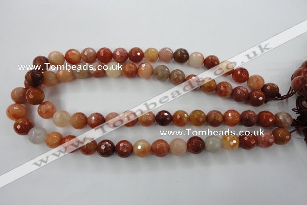 CRJ254 15.5 inches 12mm faceted round red jade gemstone beads