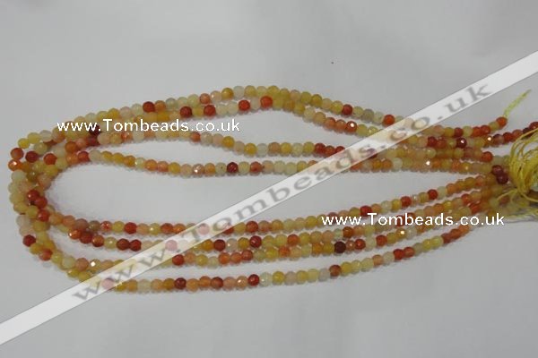 CRJ400 15.5 inches 4mm faceted round red & yellow jade beads