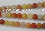 CRJ401 15.5 inches 6mm faceted round red & yellow jade beads