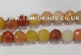 CRJ402 15.5 inches 8mm faceted round red & yellow jade beads