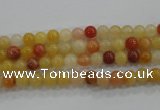 CRJ410 15.5 inches 4mm round red & yellow jade beads wholesale