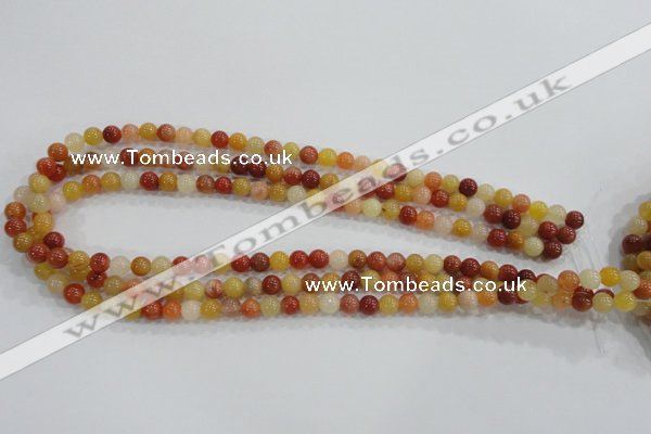 CRJ412 15.5 inches 6mm round red & yellow jade beads wholesale