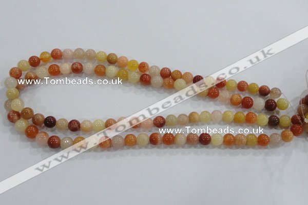 CRJ413 15.5 inches 8mm round red & yellow jade beads wholesale