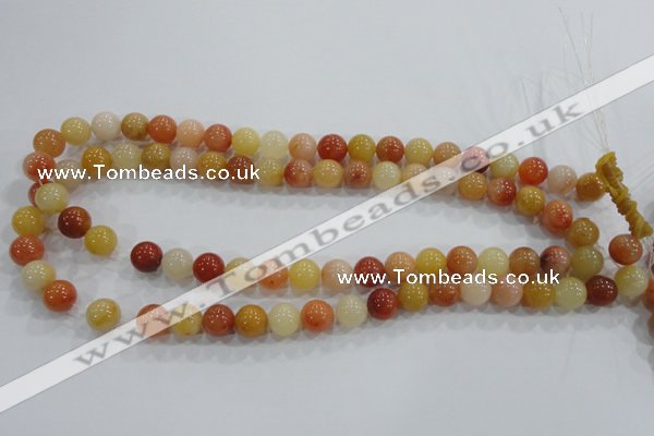 CRJ414 15.5 inches 10mm round red & yellow jade beads wholesale