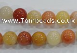 CRJ415 15.5 inches 12mm round red & yellow jade beads wholesale