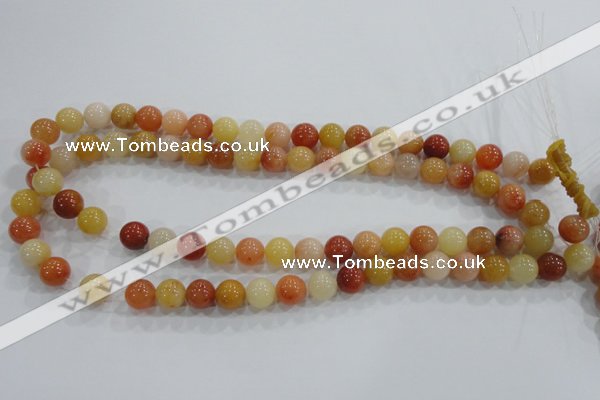 CRJ415 15.5 inches 12mm round red & yellow jade beads wholesale