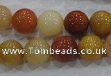 CRJ416 15.5 inches 14mm round red & yellow jade beads wholesale