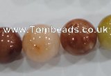 CRJ418 15.5 inches 18mm round red & yellow jade beads wholesale