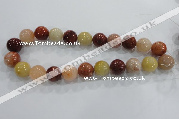 CRJ418 15.5 inches 18mm round red & yellow jade beads wholesale