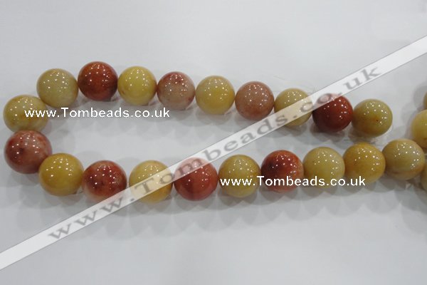 CRJ419 15.5 inches 20mm round red & yellow jade beads wholesale