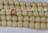 CRJ600 15.5 inches 4mm round white fossil jasper beads wholesale