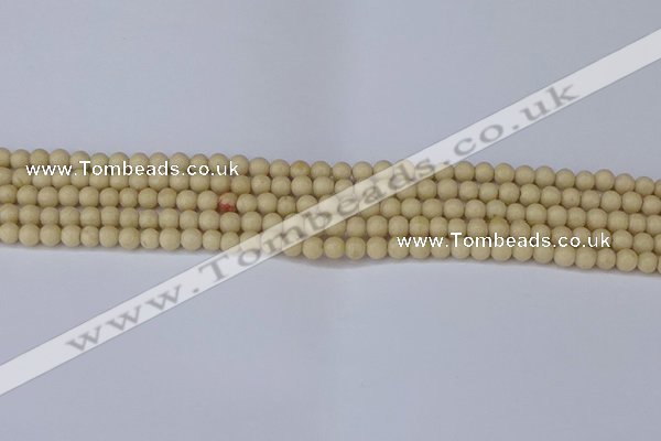 CRJ600 15.5 inches 4mm round white fossil jasper beads wholesale