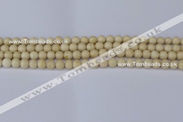 CRJ601 15.5 inches 6mm round white fossil jasper beads wholesale