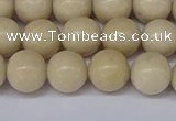 CRJ602 15.5 inches 8mm round white fossil jasper beads wholesale