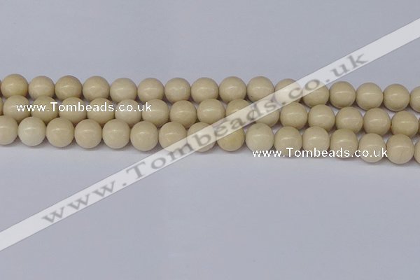 CRJ603 15.5 inches 10mm round white fossil jasper beads wholesale