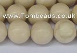 CRJ604 15.5 inches 12mm round white fossil jasper beads wholesale