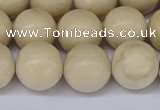 CRJ604 15.5 inches 12mm round white fossil jasper beads wholesale