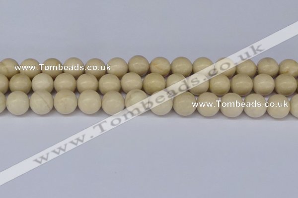 CRJ604 15.5 inches 12mm round white fossil jasper beads wholesale