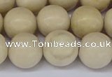 CRJ605 15.5 inches 14mm round white fossil jasper beads wholesale