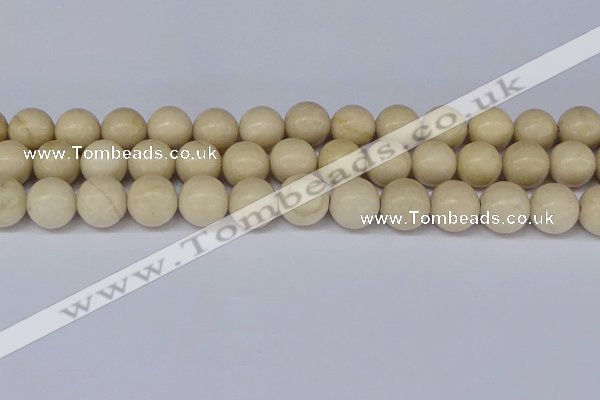 CRJ605 15.5 inches 14mm round white fossil jasper beads wholesale