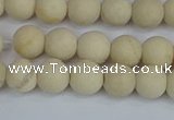 CRJ611 15.5 inches 6mm round matte white fossil jasper beads