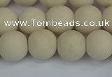 CRJ612 15.5 inches 8mm round matte white fossil jasper beads