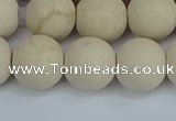 CRJ613 15.5 inches 10mm round matte white fossil jasper beads