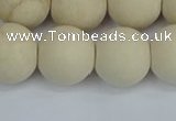 CRJ614 15.5 inches 12mm round matte white fossil jasper beads