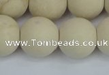 CRJ615 15.5 inches 14mm round matte white fossil jasper beads