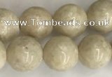 CRJ622 15.5 inches 8mm round white fossil jasper beads wholesale