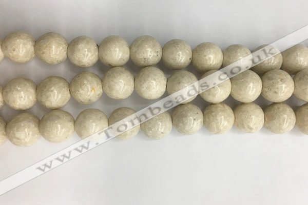 CRJ624 15.5 inches 12mm round white fossil jasper beads wholesale