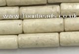 CRJ634 15.5 inches 4*13mm tube white fossil jasper beads wholeasle