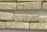 CRJ636 15.5 inches 4*13mm cuboid white fossil jasper beads wholeasle