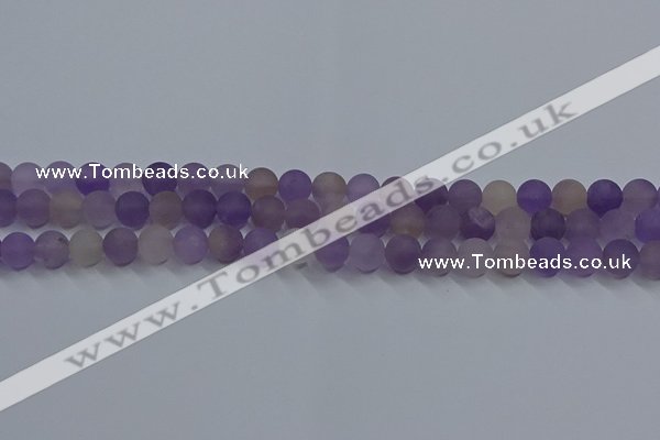 CRO1012 15.5 inches 8mm round matte amethyst gemstone beads