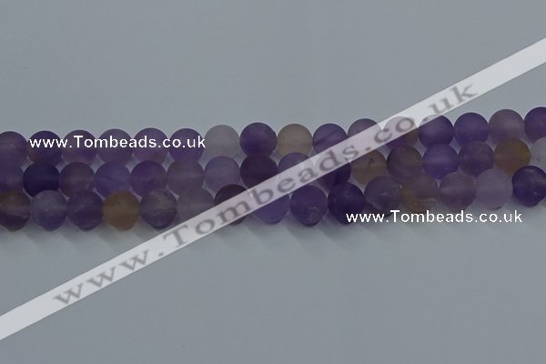 CRO1013 15.5 inches 10mm round matte amethyst gemstone beads