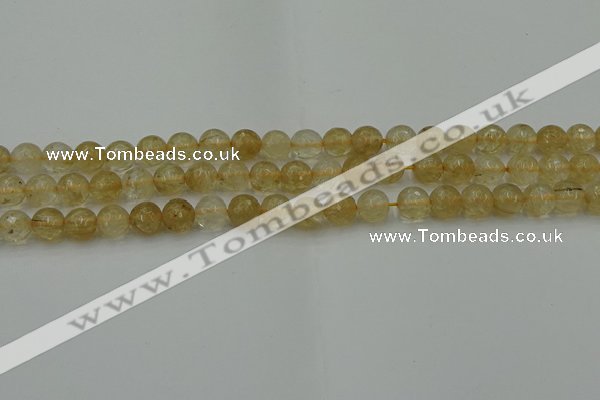 CRO1030 15.5 inches 4mm faceted round yellow watermelon quartz beads