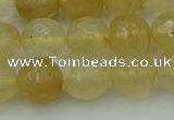 CRO1034 15.5 inches 12mm faceted round yellow watermelon quartz beads