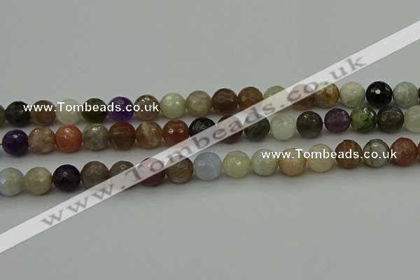 CRO1044 15.5 inches 12mm faceted round mixed gemstone beads