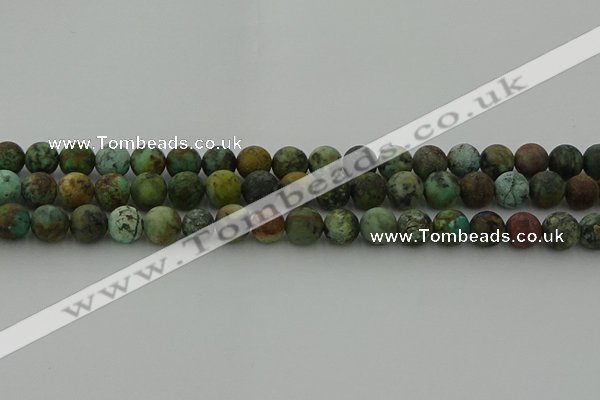 CRO1053 15.5 inches 10mm round matte African turquoise beads