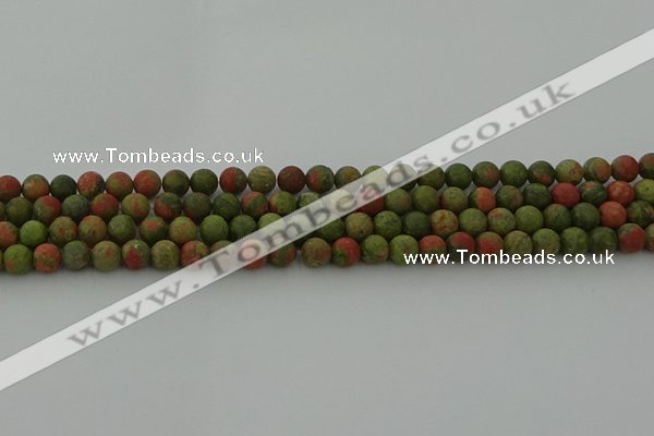 CRO1061 15.5 inches 6mm round matte unakite beads wholesale