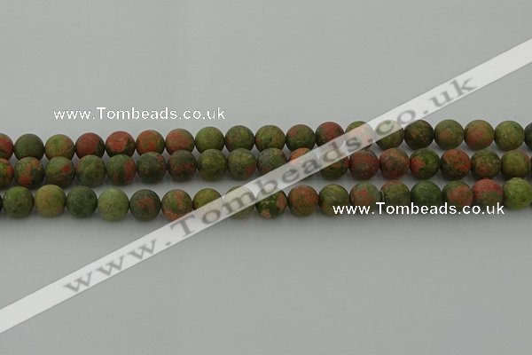 CRO1062 15.5 inches 8mm round matte unakite beads wholesale