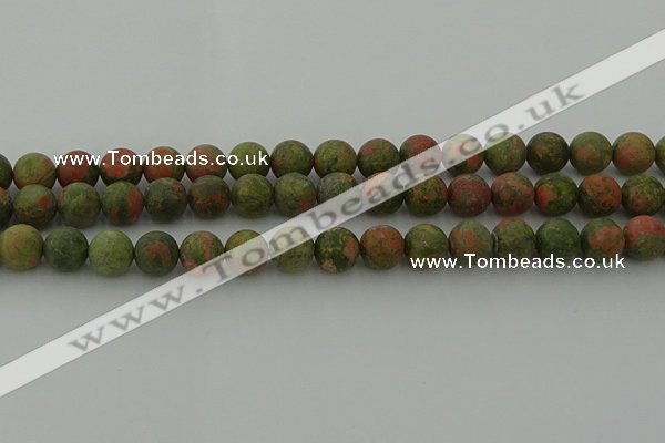 CRO1063 15.5 inches 10mm round matte unakite beads wholesale