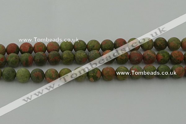 CRO1064 15.5 inches 12mm round matte unakite beads wholesale