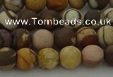 CRO1072 15.5 inches 8mm round matte brown zebra jasper beads