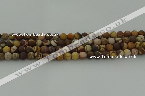 CRO1072 15.5 inches 8mm round matte brown zebra jasper beads