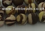 CRO1073 15.5 inches 10mm round matte brown zebra jasper beads