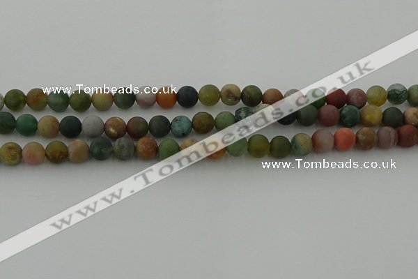 CRO1082 15.5 inches 8mm round matte Indian agate beads wholesale